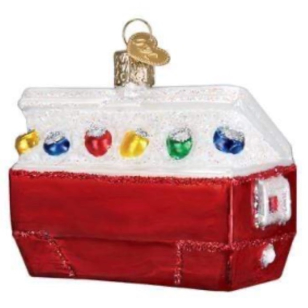 NWT - Ice Chest (Cooler) Blown Glass Ornament - Old World Christmas